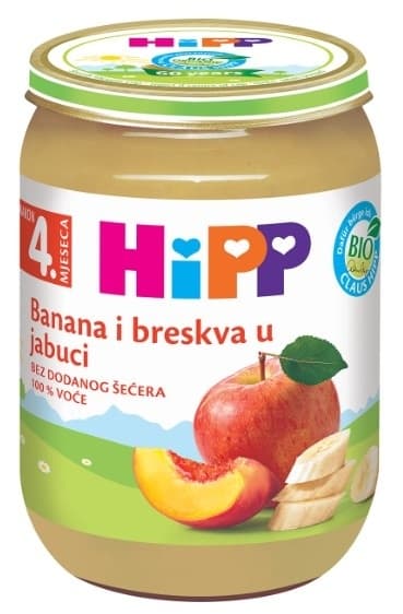 Hipp Bio kašica banana i breskva u jabuci 190g